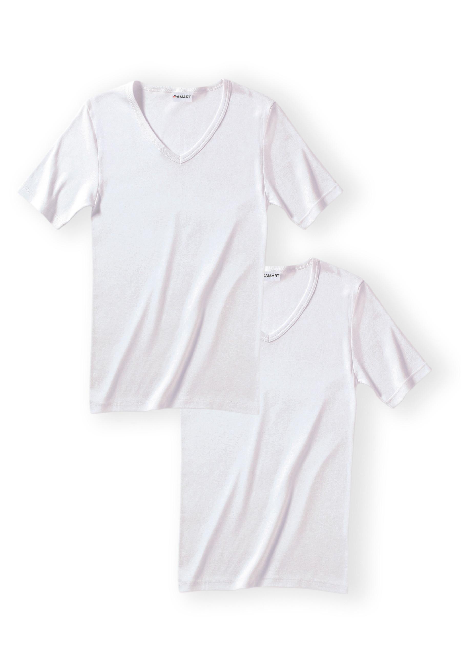 Damart  Lot de 2 tee-shirts col V Essential pur coton peigné. 