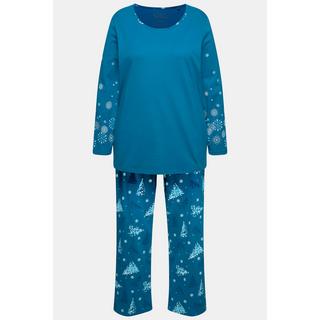 Ulla Popken  Pyjama flocons de neige, col rond et manches longues, poches 