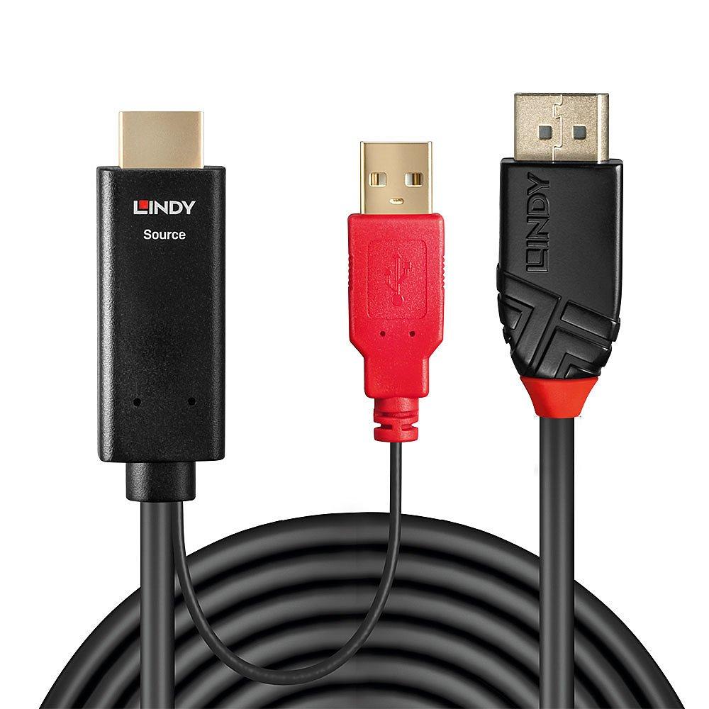 LINDY  Lindy 41426 câble vidéo et adaptateur 2 m HDMI + USB DisplayPort Noir, Rouge 
