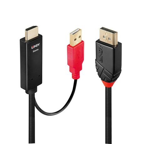 LINDY  Lindy 41426 Videokabel-Adapter 2 m HDMI + USB DisplayPort Schwarz, Rot 