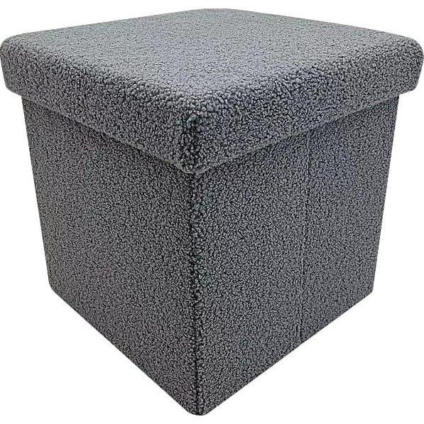 mutoni Pouf con contenitore Joris Boucle grigio  