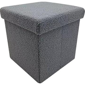 Pouf avec conteneur Joris Boucle gris