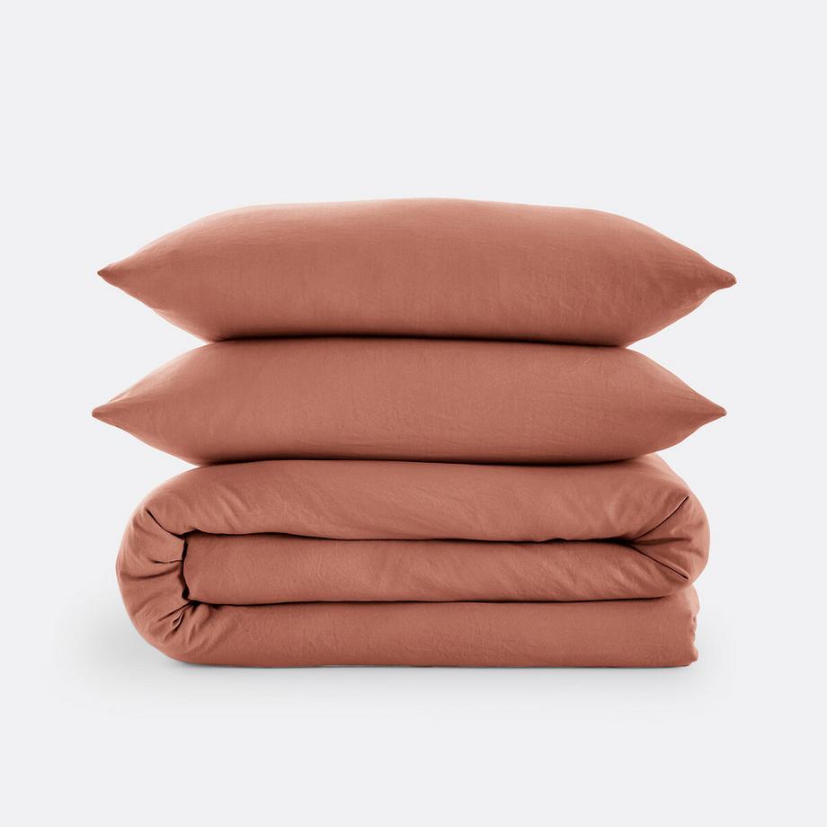 La Redoute Intérieurs Parure de lit unie en microfibre lavée  