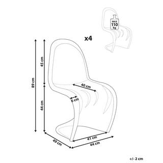 Beliani  Lot de 4 chaises de jardin en Polycarbonate Rétro VASIA 