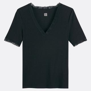 La Redoute Collections T-Shirt Col V Détails Dentelle  