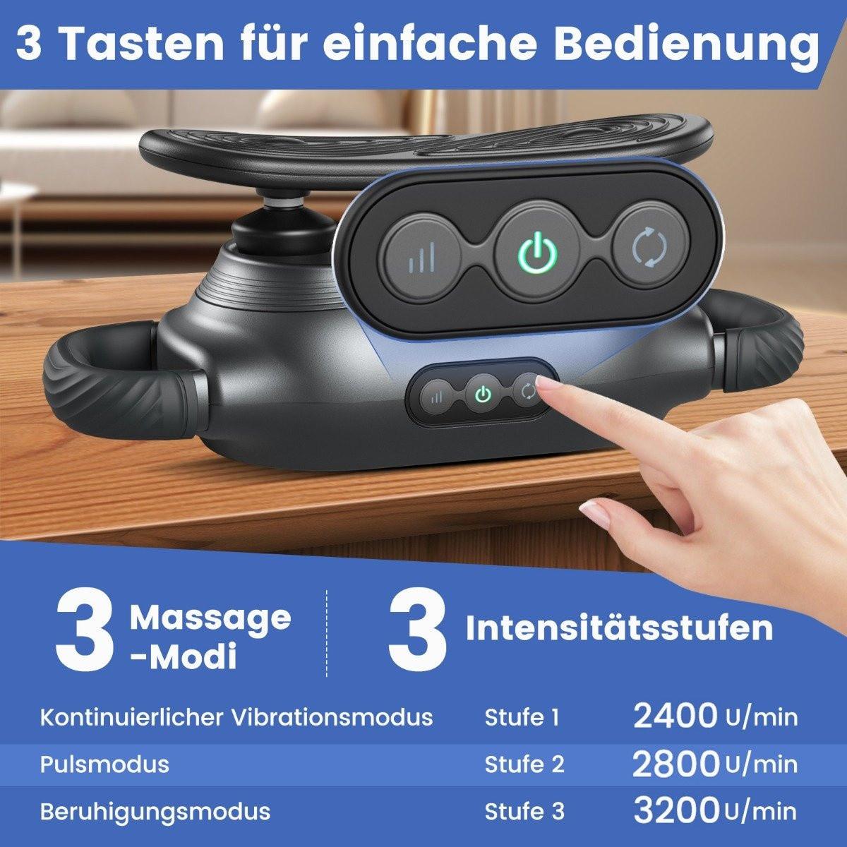 Northix Elektrische Handmassagegeräte Tiefengewebe mit 3 Massageköpfen & 3 Modi Massagepistole zur Muskelentspannung von Schultern Beine Rücken  