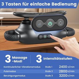Northix Elektrische Handmassagegeräte Tiefengewebe mit 3 Massageköpfen & 3 Modi Massagepistole zur Muskelentspannung von Schultern Beine Rücken  