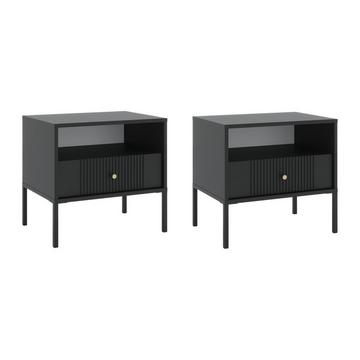 Lot de 2 tables de chevet 1 tiroir et 1 niche - Noir - DEMASIA