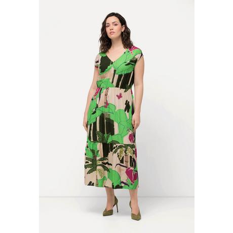 Ulla Popken  Robe maxi à motif palmiers, sans manches, décolleté en V 