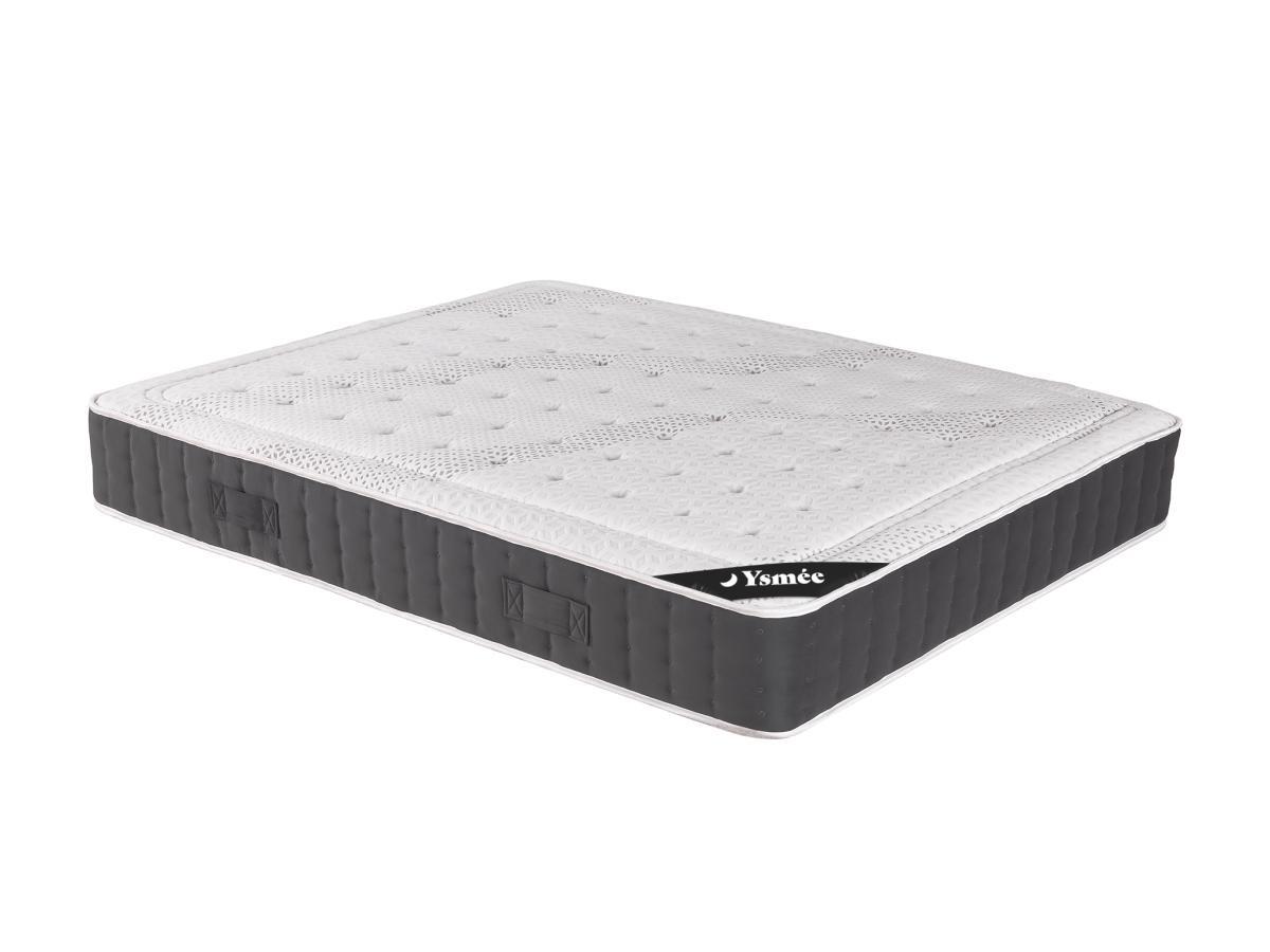 Ysmée Ensemble 140 x 190 cm sommier coffre blanc + matelas ressorts ensachés accueil mémoire de forme ép.27cm - ATLANTIDE de YSMÉE  