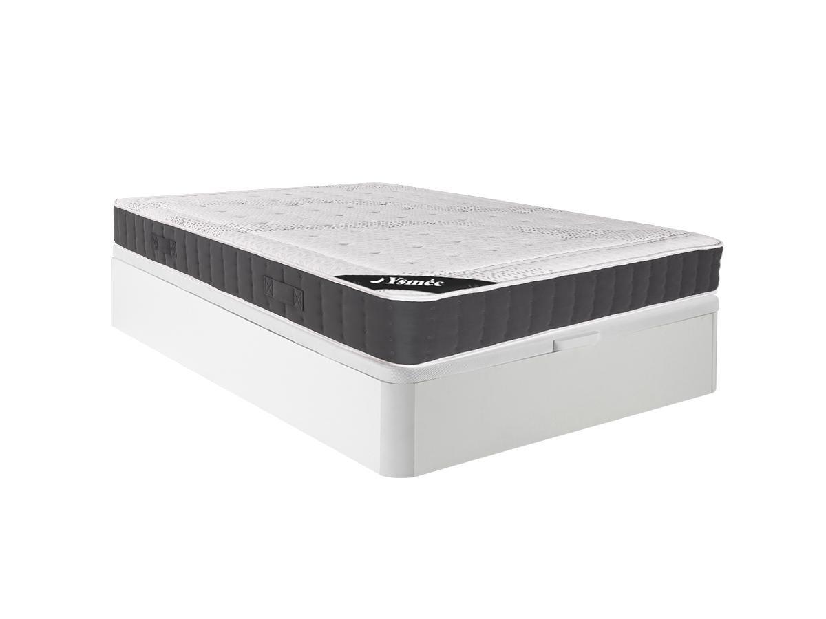 Ysmée Ensemble 140 x 190 cm sommier coffre blanc + matelas ressorts ensachés accueil mémoire de forme ép.27cm - ATLANTIDE de YSMÉE  