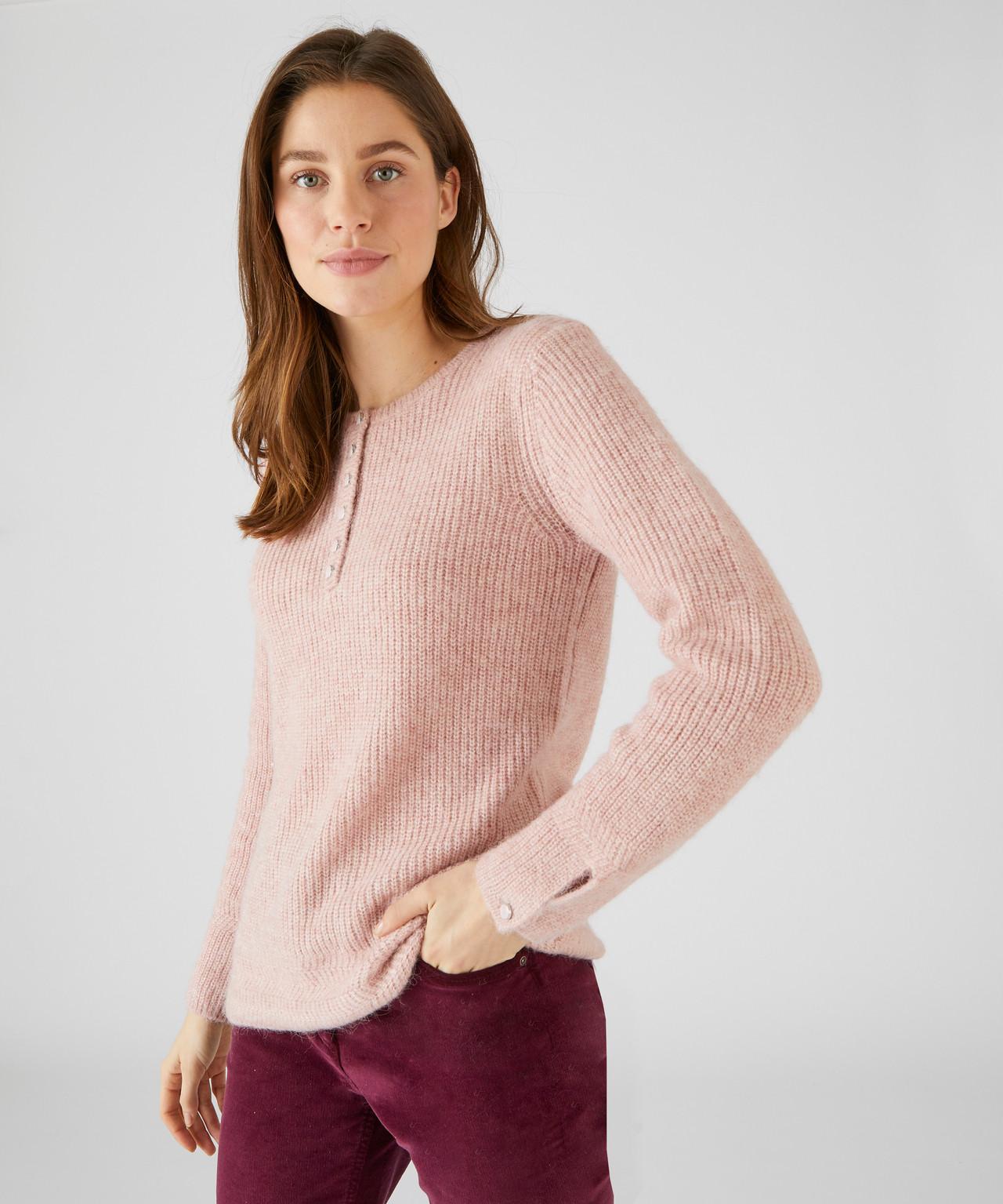 Image of Perlstrickpullover Aus Alpaka-mix. Damen Rosa 42/44