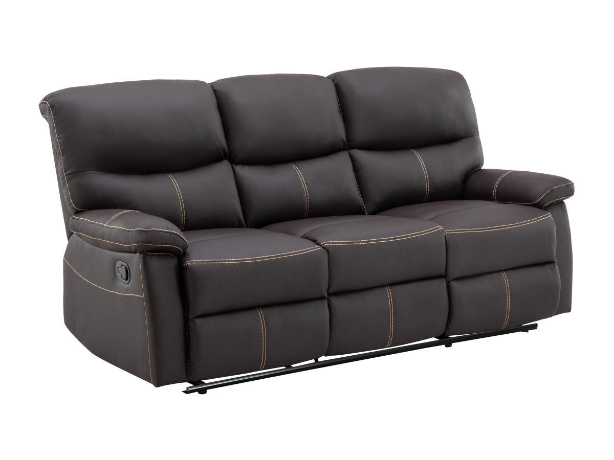 Vente-unique Relaxsofa 3-Sitzer - Kunstleder - Braun - CANBY  