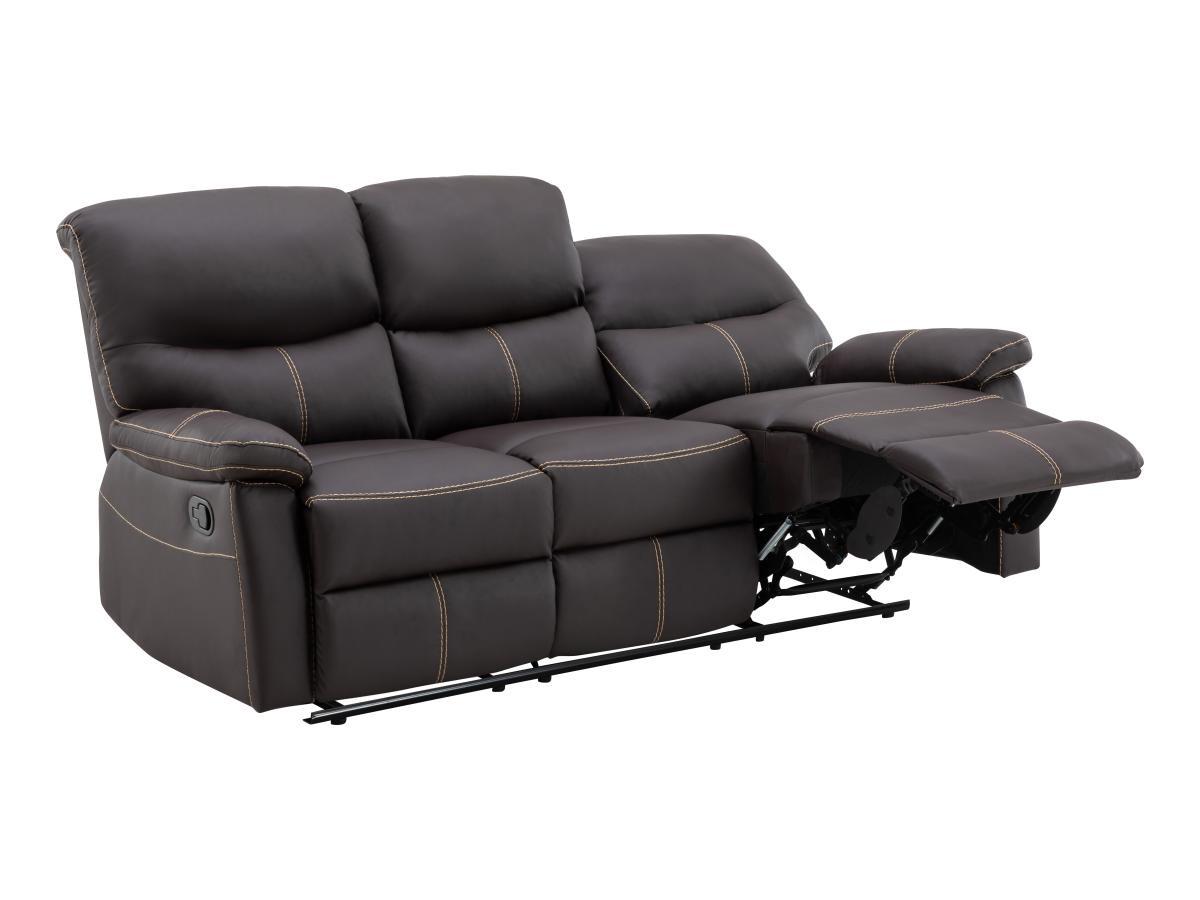 Vente-unique Relaxsofa 3-Sitzer - Kunstleder - Braun - CANBY  