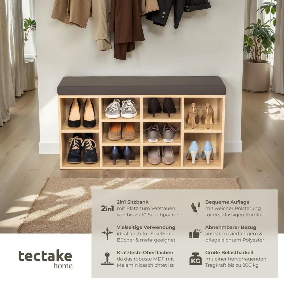 Tectake Meuble à chaussures MAX pour 10 paires de chaussures  