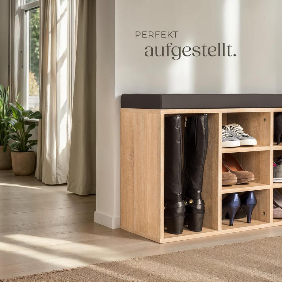 Tectake Schuhschrank Max für 10 Paar Schuhe mit abnehmbarem Sitzpolster  