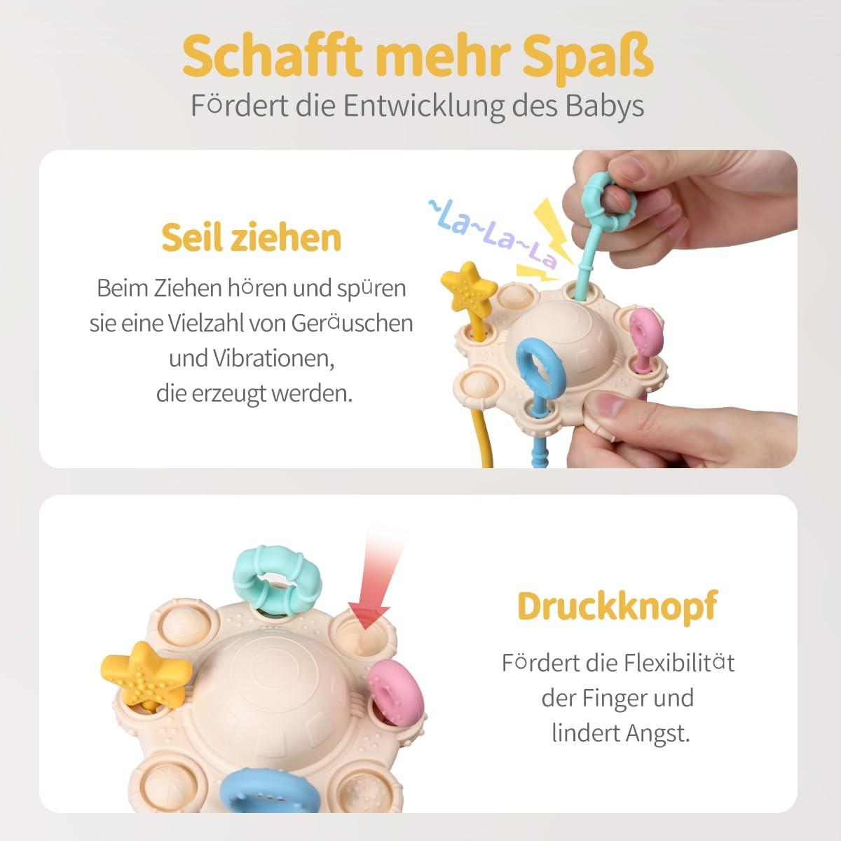 Activity-board  Sinnesspielzeug für Kleinkinder, Zugschnurspielzeug, Reisespielzeug für Babys, mit eingebauter Rasselfunktion 