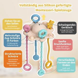 Activity-board  Sinnesspielzeug für Kleinkinder, Zugschnurspielzeug, Reisespielzeug für Babys, mit eingebauter Rasselfunktion 