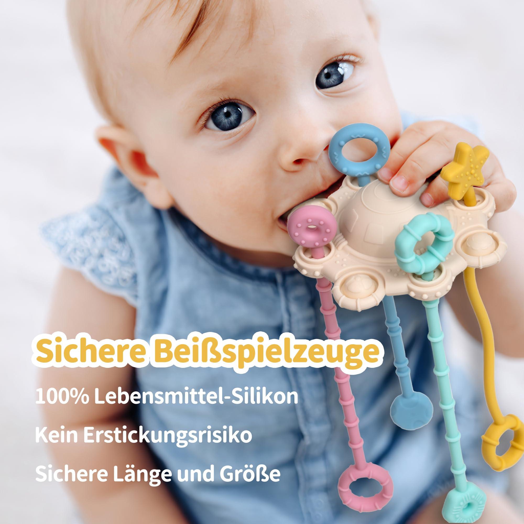 Activity-board  Sinnesspielzeug für Kleinkinder, Zugschnurspielzeug, Reisespielzeug für Babys, mit eingebauter Rasselfunktion 