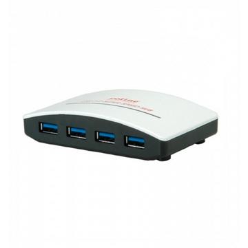 USB 3.0 Hub "Black & White", 4 Ports, with Power Supply Bianco, Nero