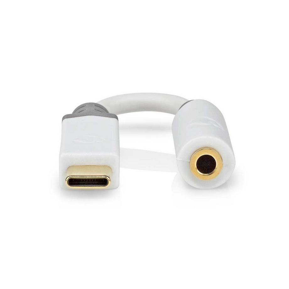 Nedis  Adaptateur USB-C™ | USB 2.0 | USB-C™ mâle | 3.5 mm femelle | 0.10 m | Rond | Plaqué or | PVC | Blanc | Boîte 