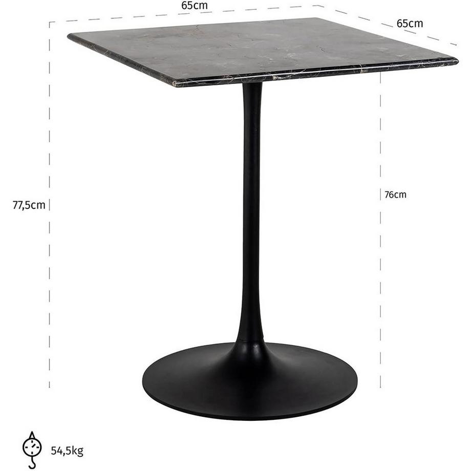 mutoni Table de bistrot Carlten marbre noir carré 65  