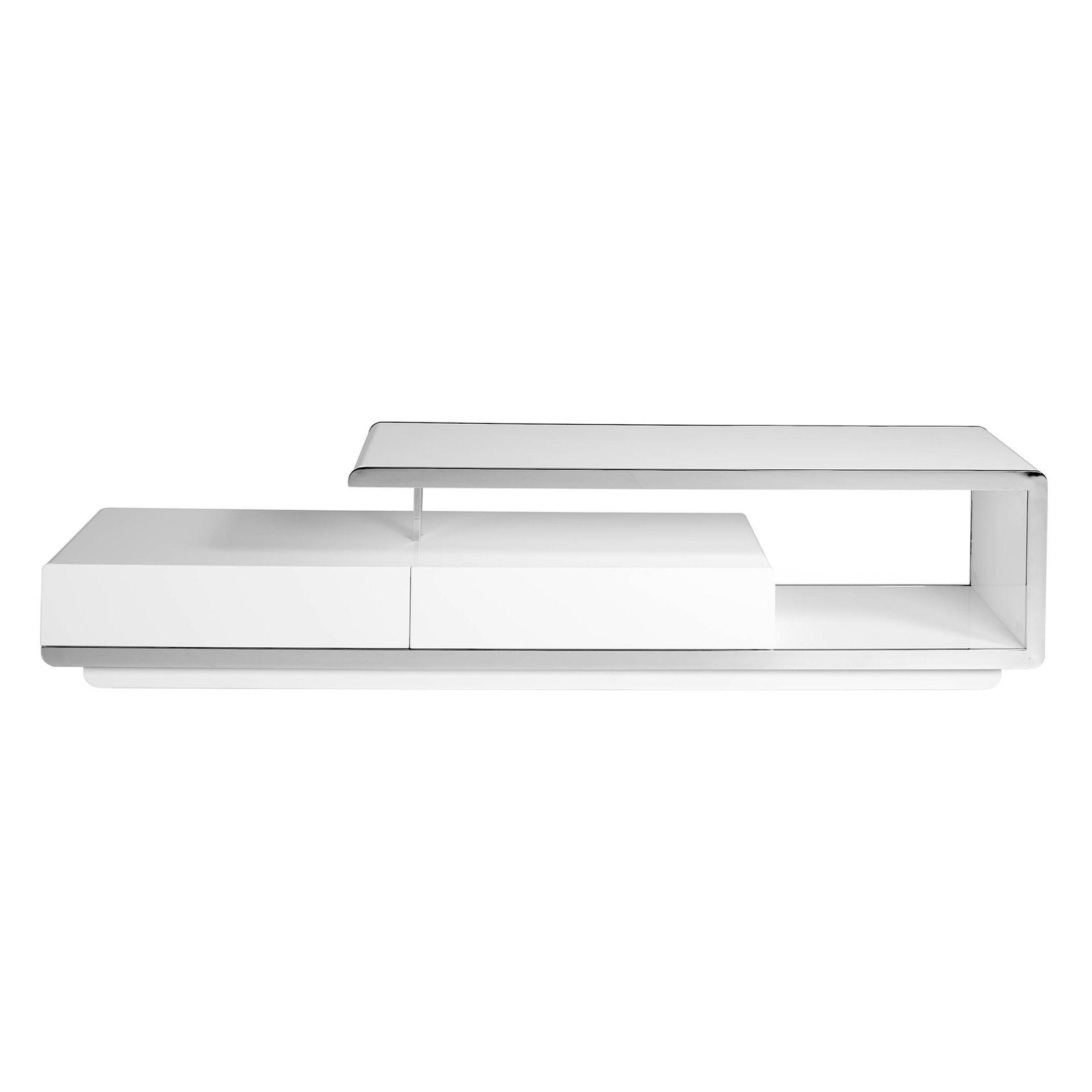 ANGEL CERDA Meuble TV en bois blanc avec base en acier chromé et base en acier chromé  