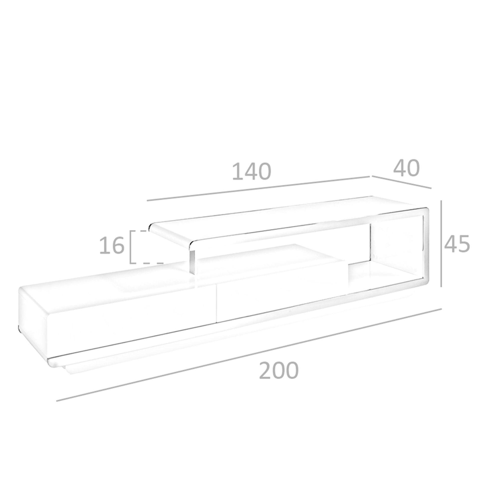 ANGEL CERDA Meuble TV en bois blanc avec base en acier chromé et base en acier chromé  