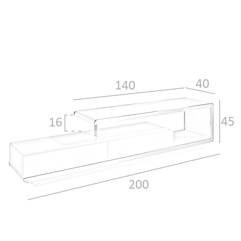 ANGEL CERDA Mobile TV in legno bianco con base in acciaio cromato e base in acciaio cromato  