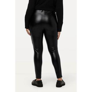 Ulla Popken  Legging en similicuir, coupe Slim, taille élastique, surpiqûres 