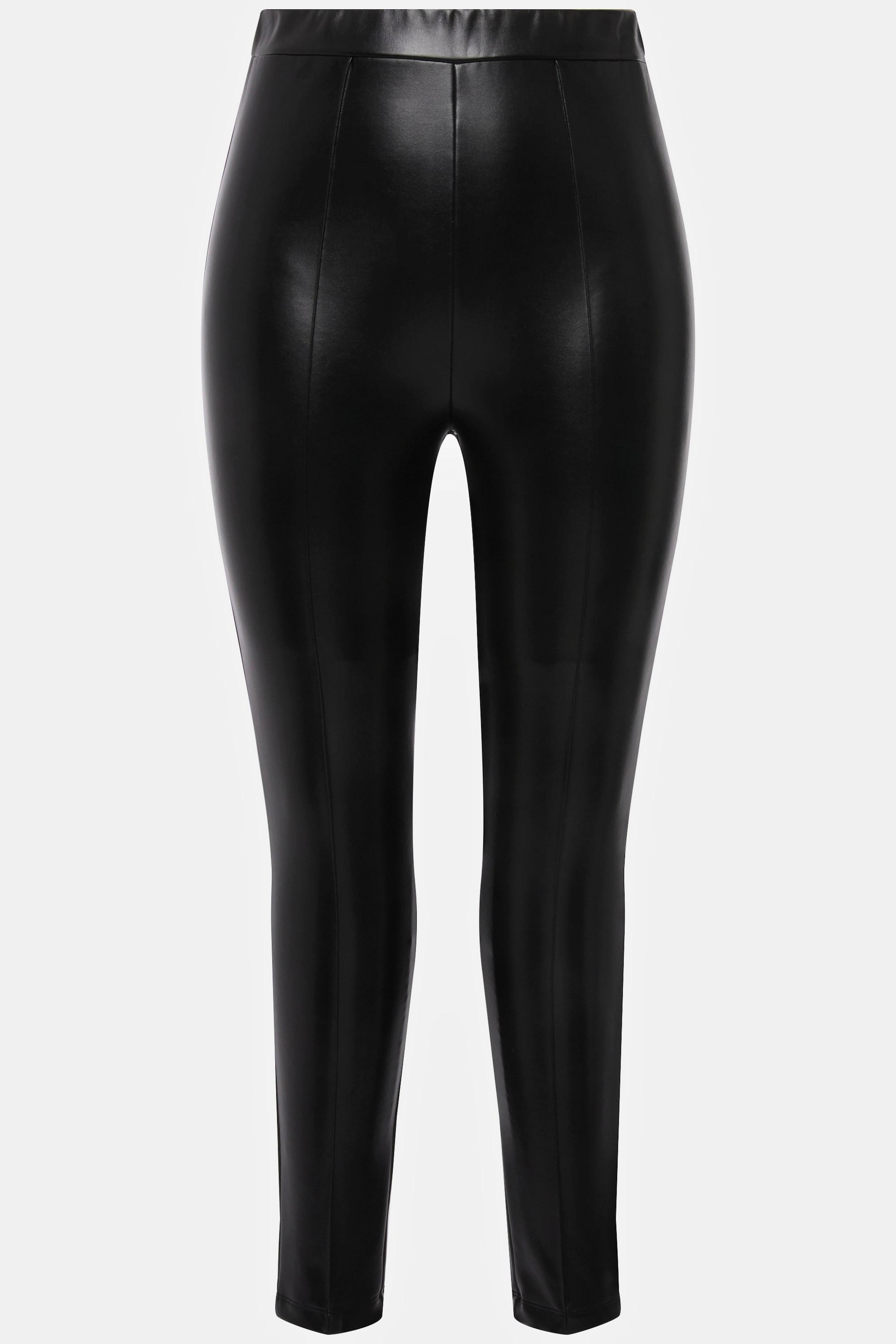 Ulla Popken  Legging en similicuir, coupe Slim, taille élastique, surpiqûres 