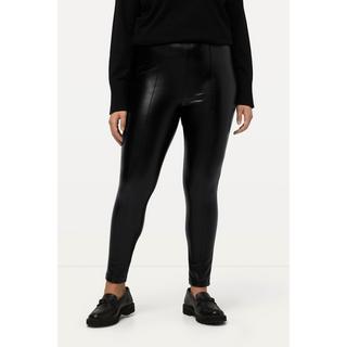 Ulla Popken  Legging en similicuir, coupe Slim, taille élastique, surpiqûres 