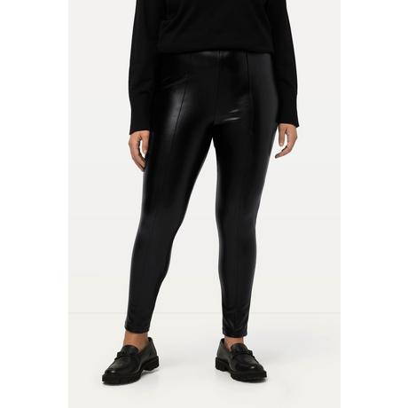 Ulla Popken  Legging en similicuir, coupe Slim, taille élastique, surpiqûres 