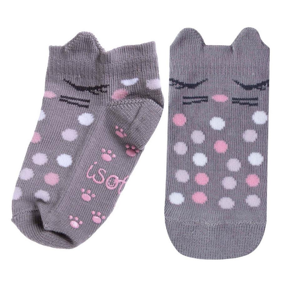isotoner Katzen-Gesicht Polka-Dot Knöchelsocken  