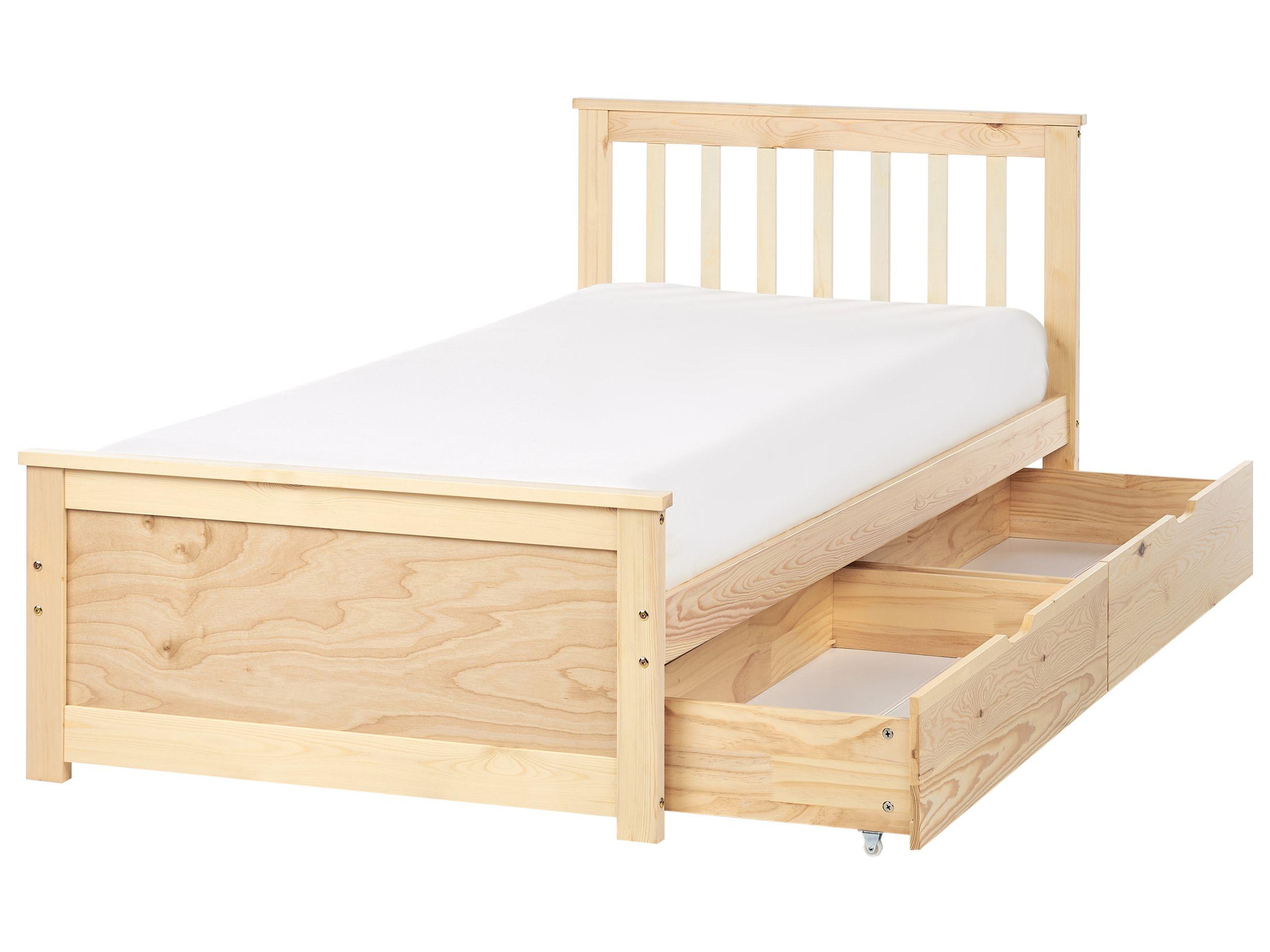 Beliani Letto con cassetti contenitori en Legno di pino Scandinavo OLENDON  