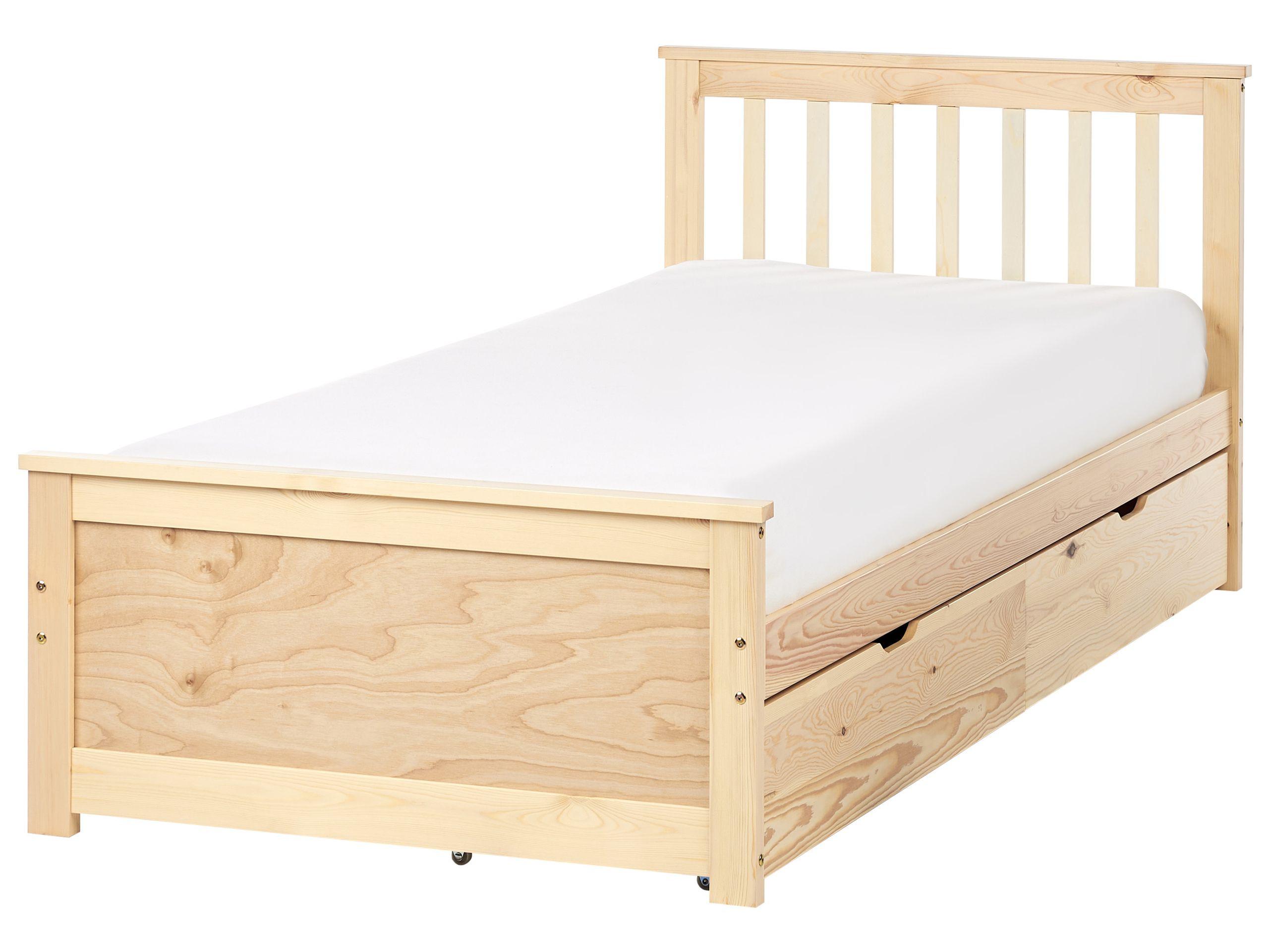 Beliani Letto con cassetti contenitori en Legno di pino Scandinavo OLENDON  