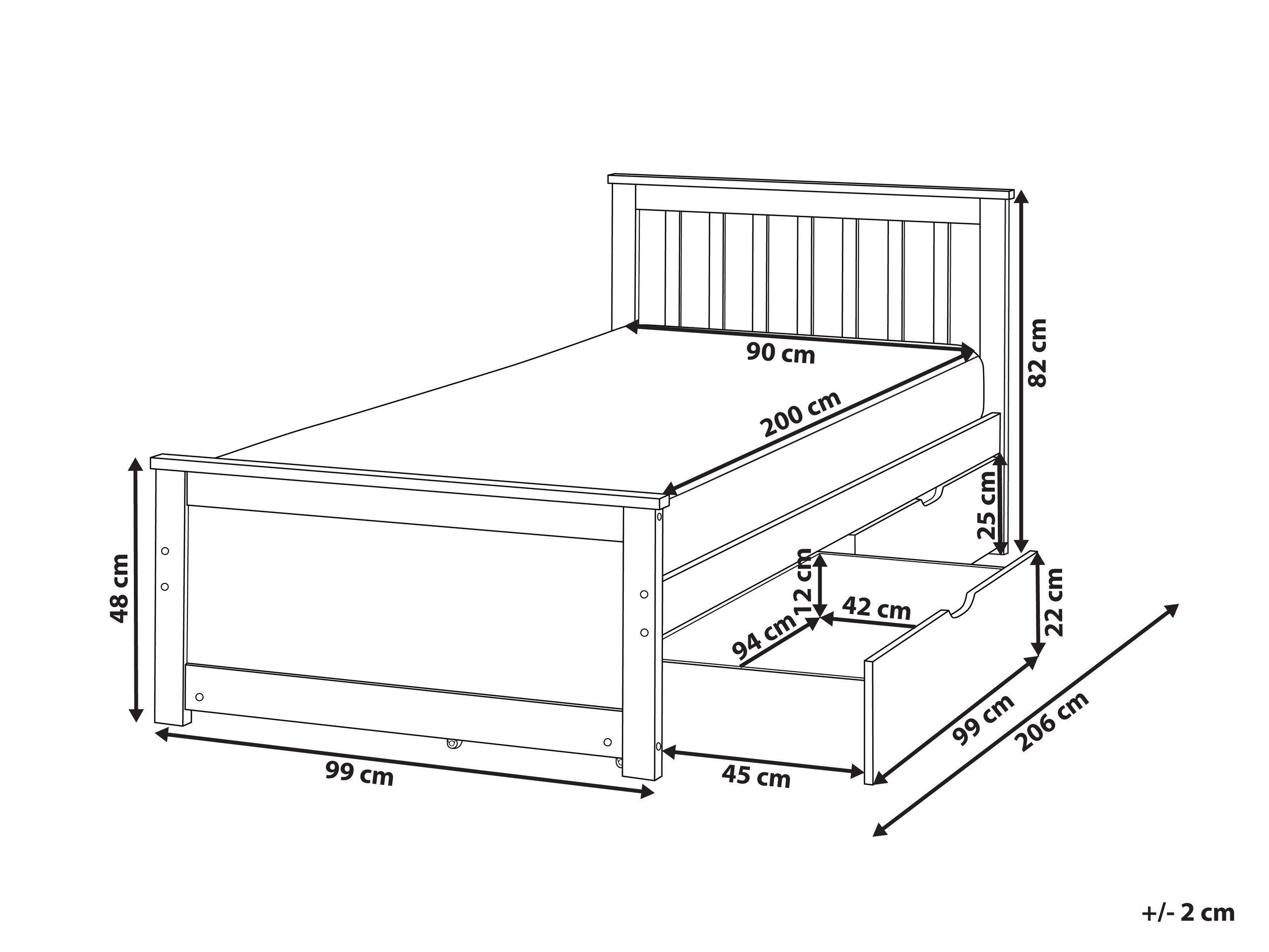 Beliani Letto con cassetti contenitori en Legno di pino Scandinavo OLENDON  