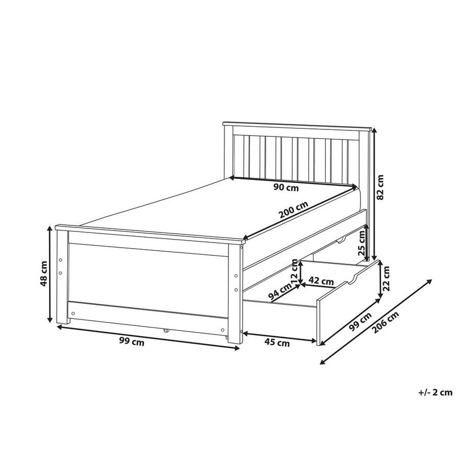 Beliani Letto con cassetti contenitori en Legno di pino Scandinavo OLENDON  