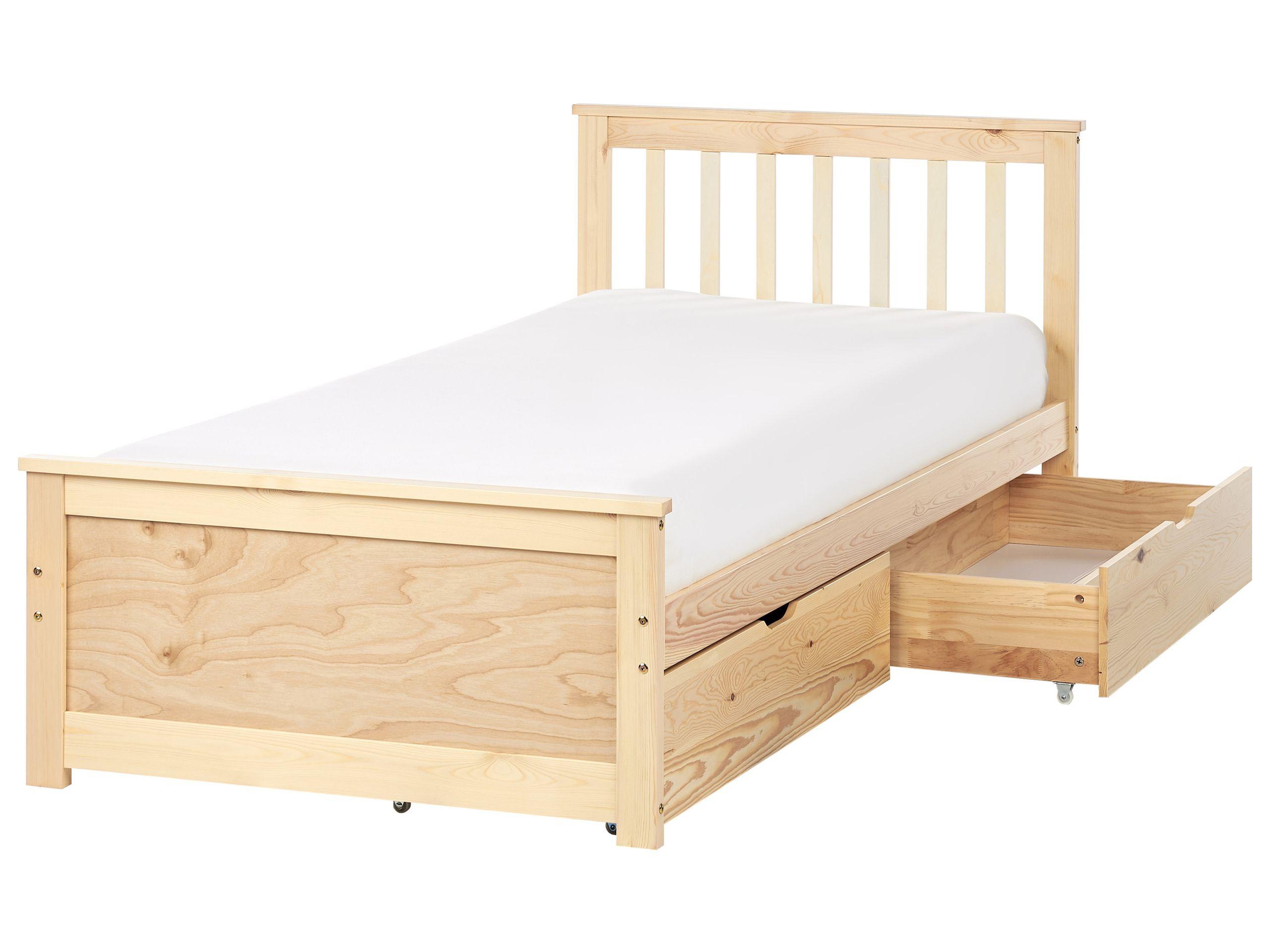 Beliani Letto con cassetti contenitori en Legno di pino Scandinavo OLENDON  