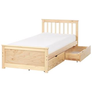 Beliani Letto con cassetti contenitori en Legno di pino Scandinavo OLENDON  