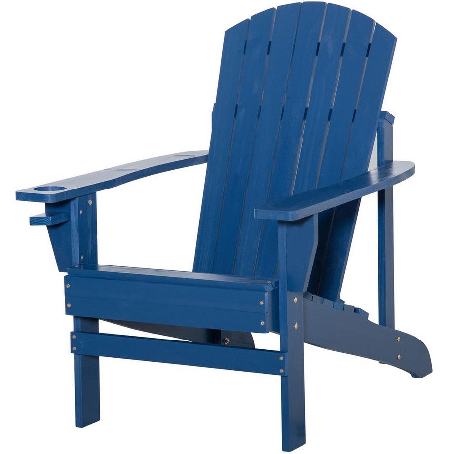 Adirondack-Gartenstuhl Mit Becherhalter Gartenliege Balkonstuhl Massivholz Blau 97 X 72,5 X 93 Cm