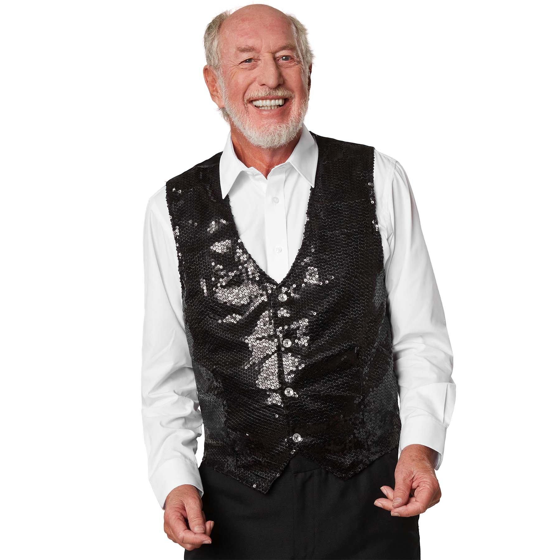 Image of Pailletten-Weste Herren Schwarz