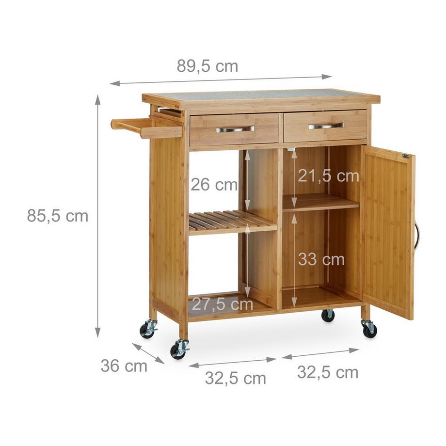 B2X Desserte de cuisine avec dessus en marbre  