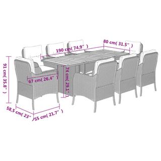 VidaXL Ensemble de salle à manger de jardin rotin synthétique  