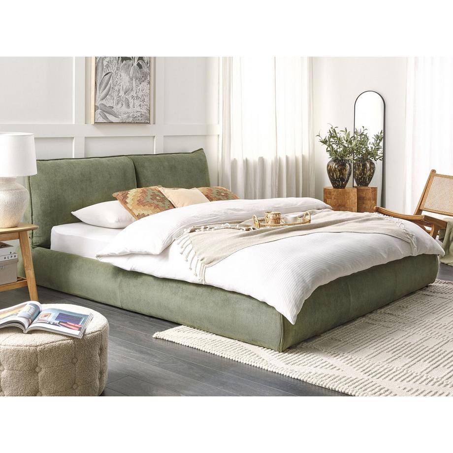 Beliani Letto en Velluto a coste Moderno VINAY  