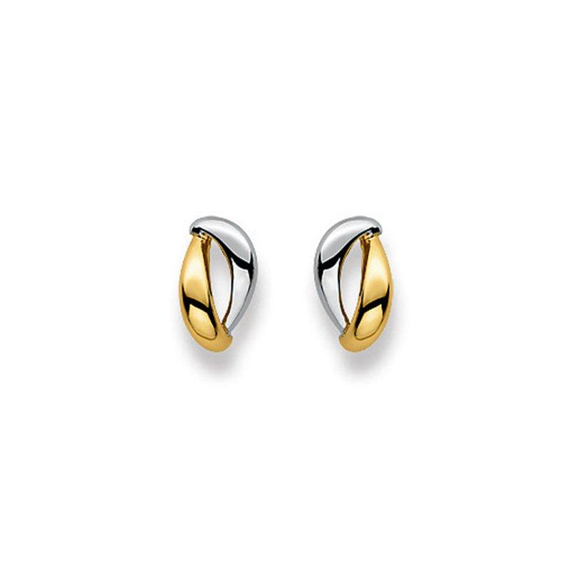 MUAU Schmuck  Clous d'oreilles bicolores or jaune/blanc 750, 6x10mm 