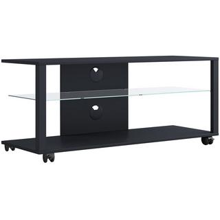 VCM Bois TV Lowboard Roulettes Armoire TV mobile Rack Console Meubles Table TV Phono Verre Folas XL  