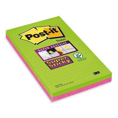 Post-It POST-IT Block Super Sticky 203x127mm 5845-SSUC grün/pink,4x45 Blatt,liniert  