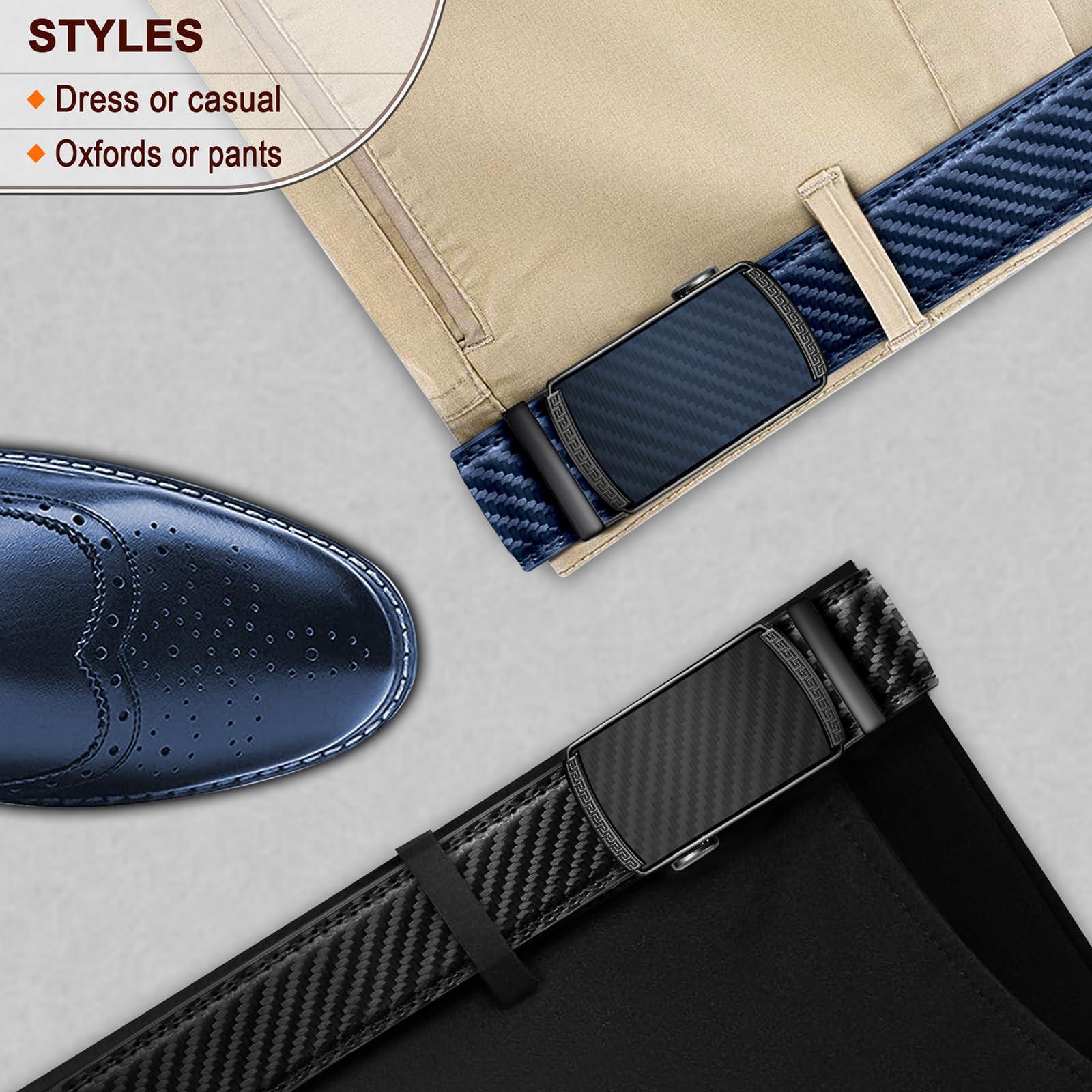 Only-bags.store Cintura in Pelle Regolabile con Fibbia Automatica a Cricchetto 2 Pezzi  