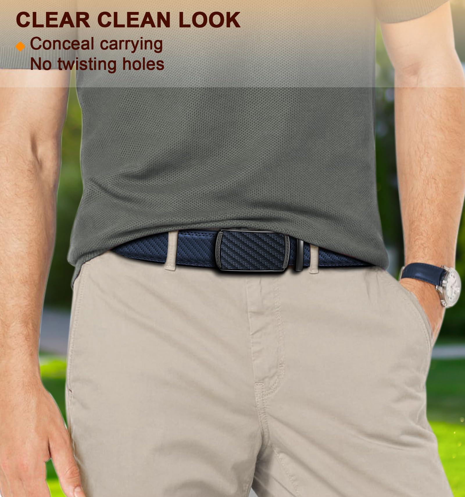 Only-bags.store 2-teiliger Ratschen Automatik Schnalle Verstellbarer Ledergürtel  